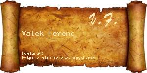 Valek Ferenc névjegykártya